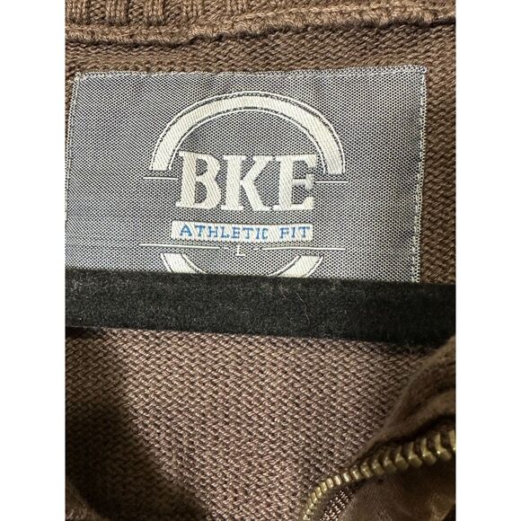 BKE Men's VIntage Athletic Fit Brown Cotton Sweater with Distressing, Size L - Picture 2 of 5